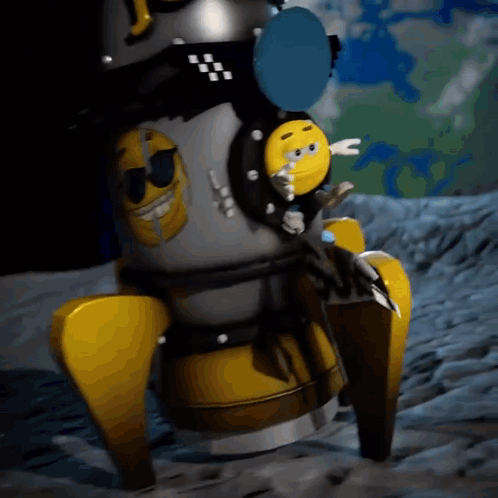 Cartoon Rocket With Yellow Smiley Face