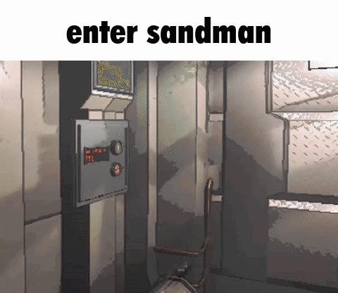 Cartoon Room Saying Enter Sandman GIF