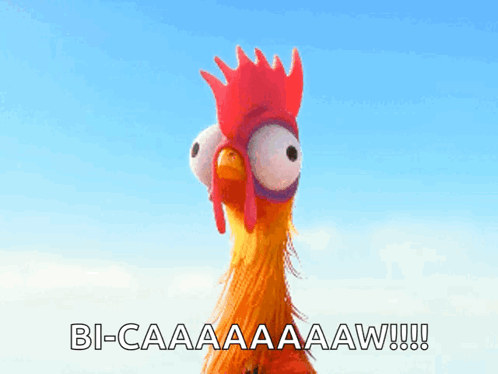 Cartoon Rooster Saying Bi-caaaaaaw
