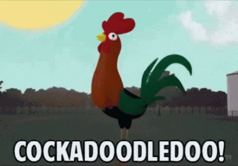 Cartoon Rooster Saying Cocka Doodle Doo GIF