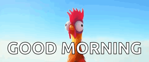 Cartoon Rooster Standing Blue Sky Good Morning