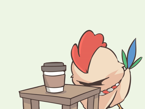 Cartoon Rooster With Cup of Coffee