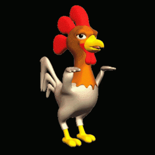 Cartoon Rooster with Yellow Beak and Red Crest