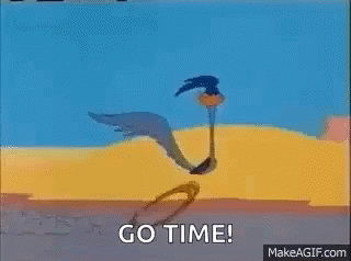 Cartoon Running in Desert With Cactus Saying Go Time