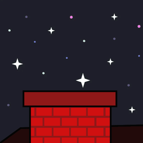 Cartoon Santa Claus in Chimney Waving