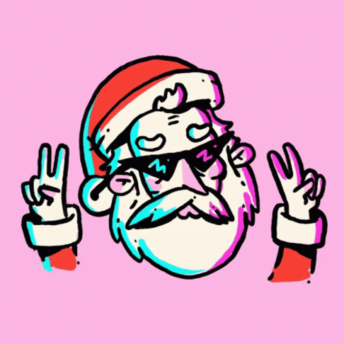 Cartoon Santa Claus With Sunglasses Making Peace Sign GIF