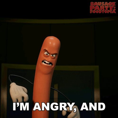 Cartoon Sausage Saying I Bulge When Angry