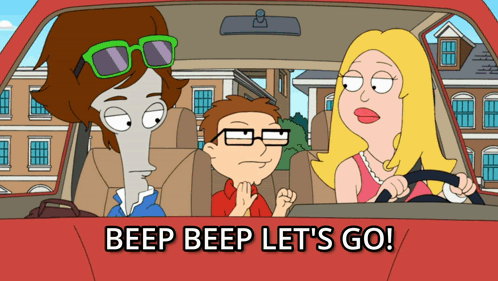 Cartoon Saying Beep Beep Let's Go In Car GIF