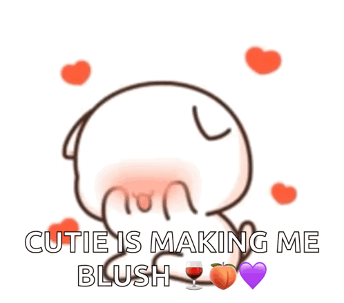 Cartoon Saying Cutie Is Making Me Blush Hearts