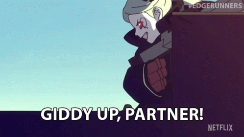 Cartoon Saying Giddy Up Partner