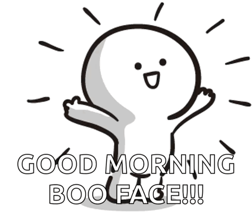Cartoon Saying Good Morning Boo Face With Arms In Air GIF