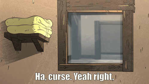 Cartoon Saying Ha Curse Yeah Right