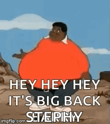 Cartoon Saying Hey Hey Hey Big Back Stephyry GIF
