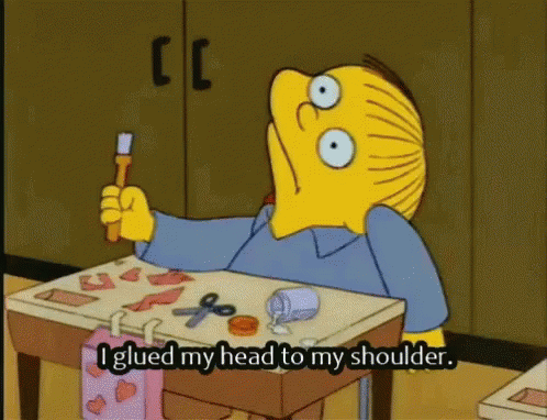 Cartoon Saying I Glued My Head