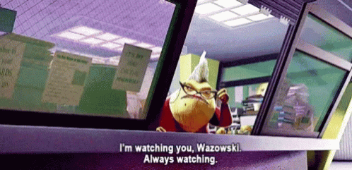 Cartoon Saying I'm Watching You Wazowski