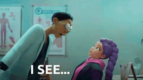 Cartoon Saying I See to Girl