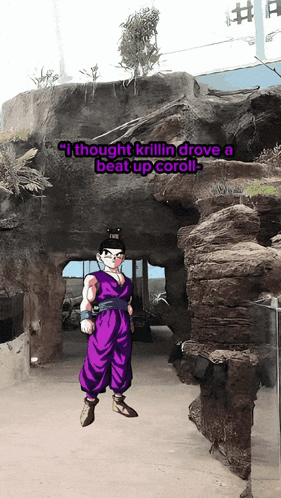 Cartoon Saying I Thought Krilin Drove a Beat Up Coral