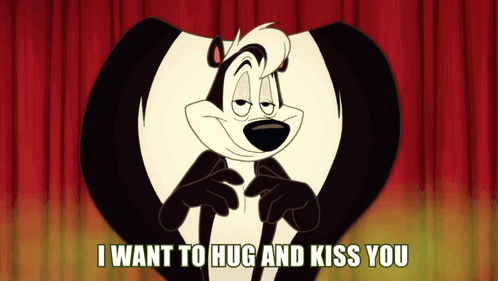 Cartoon Saying I Want to Hug and Kiss You