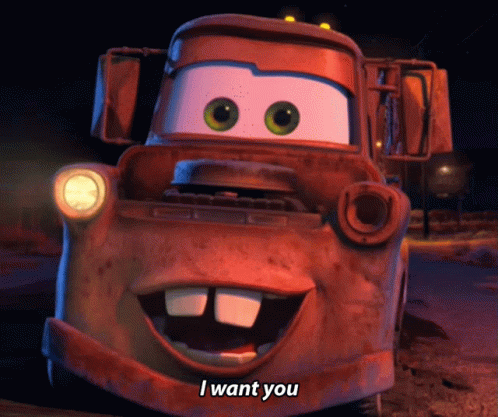 Cartoon Saying I Want You in Front of Car