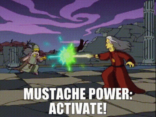 Cartoon Saying Mustache Power Activate