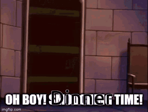 Cartoon Saying Oh Boy! Dinner Time GIF