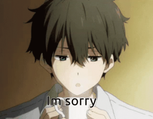 Cartoon Saying Sorry with Paper
