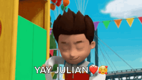 Cartoon Saying Yay Julian With Heart GIF