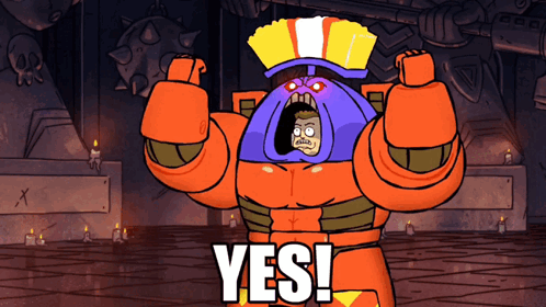 Cartoon Saying Yes in Front of Dark Background