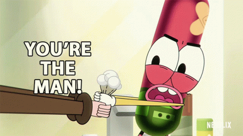 Cartoon Saying Youre The Man Holding Bottle GIF