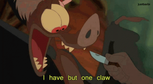 Cartoon Says I Have But One Claw While Person Holds Knife GIF