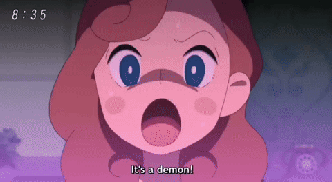 Cartoon Says It's A Demon On Purple Background GIF