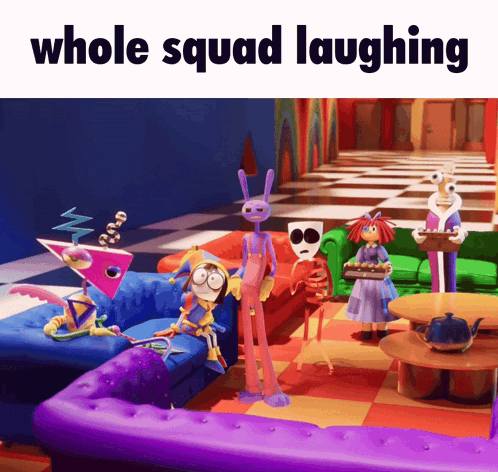 Cartoon Scene Whole Squad Laughing