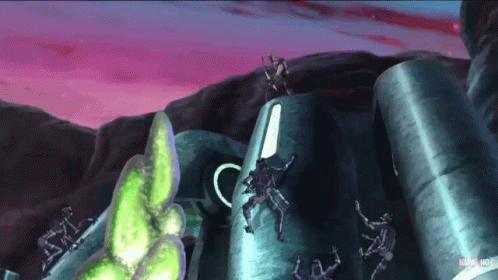 Cartoon Scene With Marvel Logo