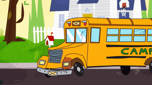 Cartoon School Bus Saying Camp