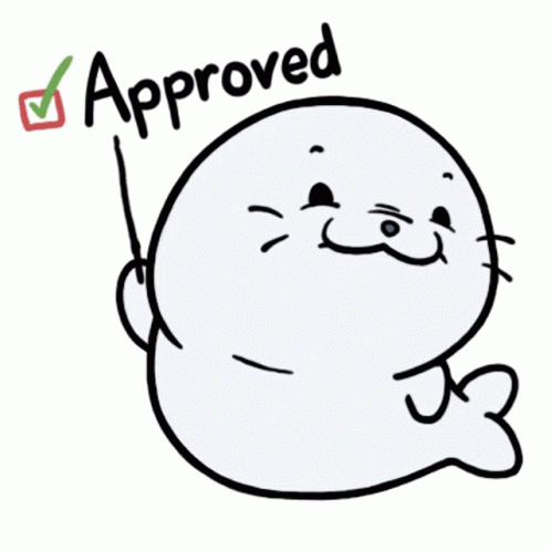Cartoon Seal Holding Wand Says Approved GIF