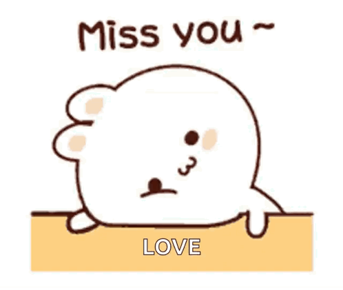Cartoon Seal Laying On Table Saying Miss You Love GIF