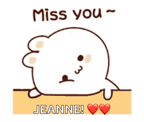 Cartoon Seal Saying Miss You Jeanne Two Hearts GIF