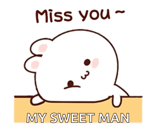 Cartoon Seal Saying Miss You My Sweet Man