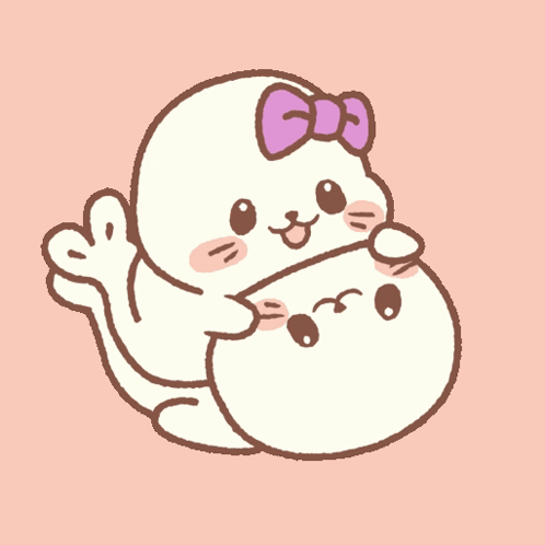 Cartoon Seal With Purple Bow