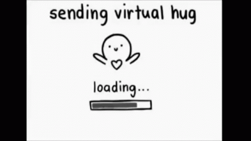 Cartoon Sending Virtual Hug With Loading Bar GIF