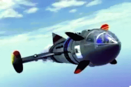 Cartoon Shark Flying Through Sky GIF