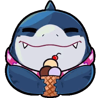 Cartoon Shark Holding Ice Cream Cone