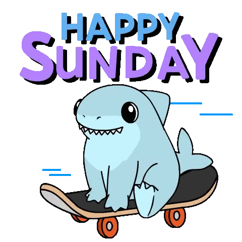 Cartoon Shark Riding Skateboard Happy Sunday