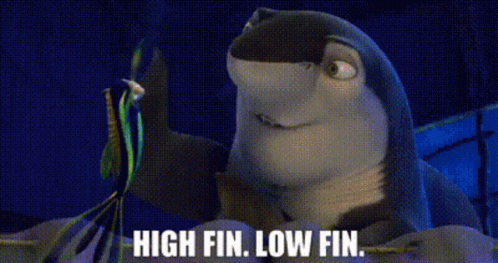 Cartoon Shark Saying High Fin Low Fin