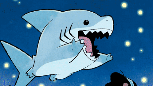 Cartoon Shark With Open Mouth And Tongue Out GIF