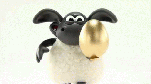 Cartoon Sheep Holding Golden Egg