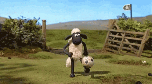 Cartoon Sheep Holding Soccer Ball GIF