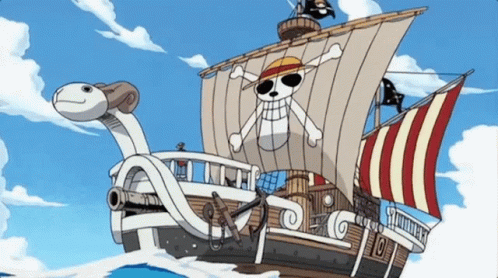 Cartoon Ship with Skull and Crossbones