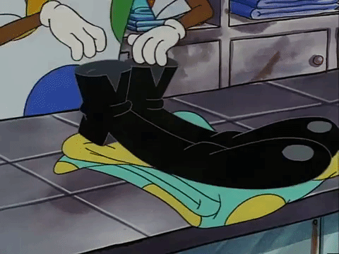 Cartoon Shoes With Gloves And Hat GIF