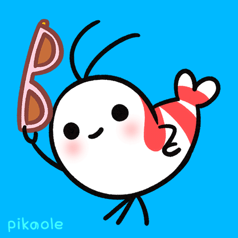 Cartoon Shrimp Holding Sunglasses Pikoole